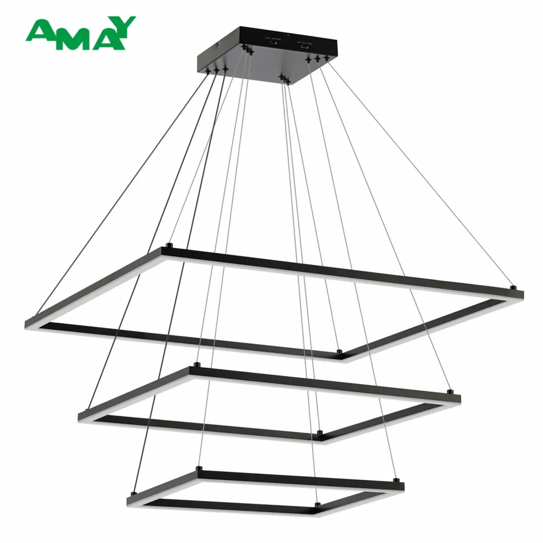 Three Tiers Aluminum Matte Powder-Coated LED Dimmbale Chandelier for Living Room